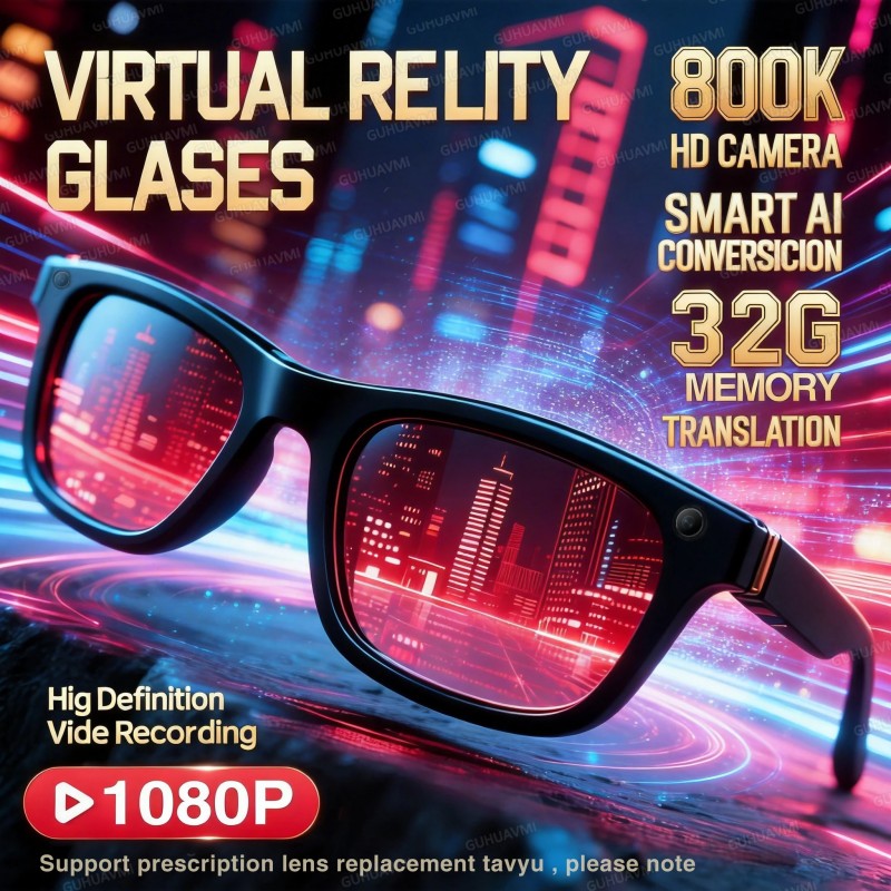 Audiovision Music Player - 8K Vision AI Eyeglasses Built-in 100MP