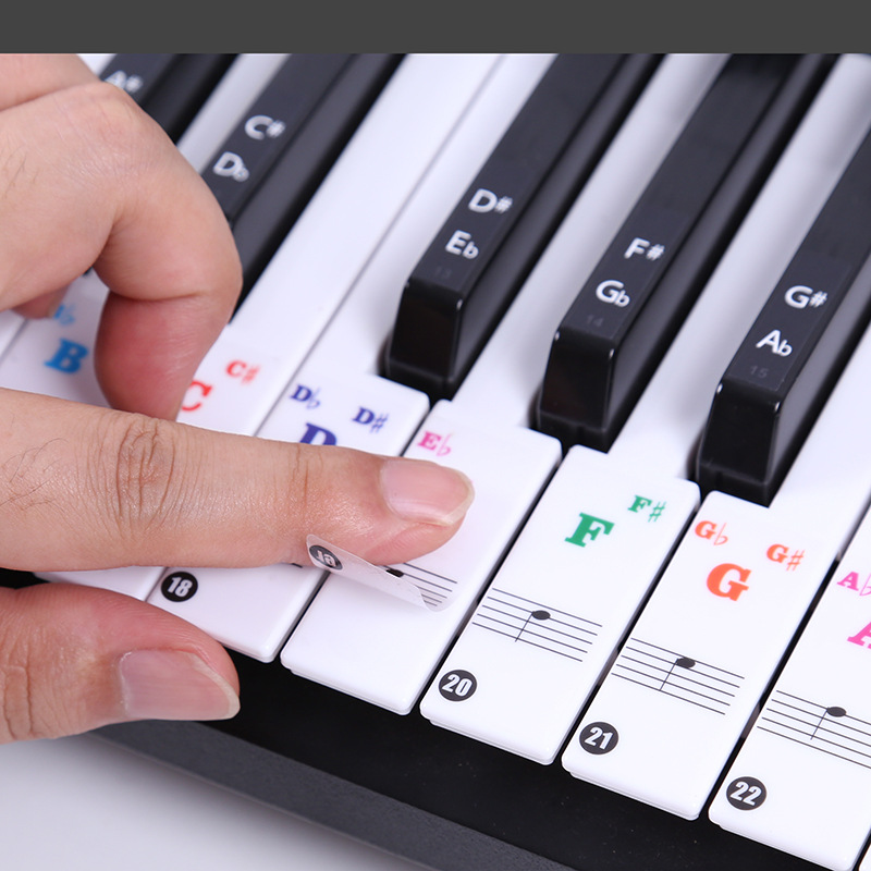 Audio Music Notes - Transparent Piano Keyboard Stickers 49/54/61/88 Key