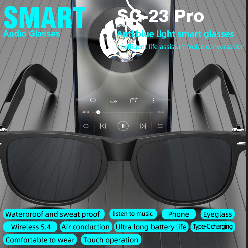 SG‑23 Pro Smart Audio Glasses  - Audio Music Arabic review and price