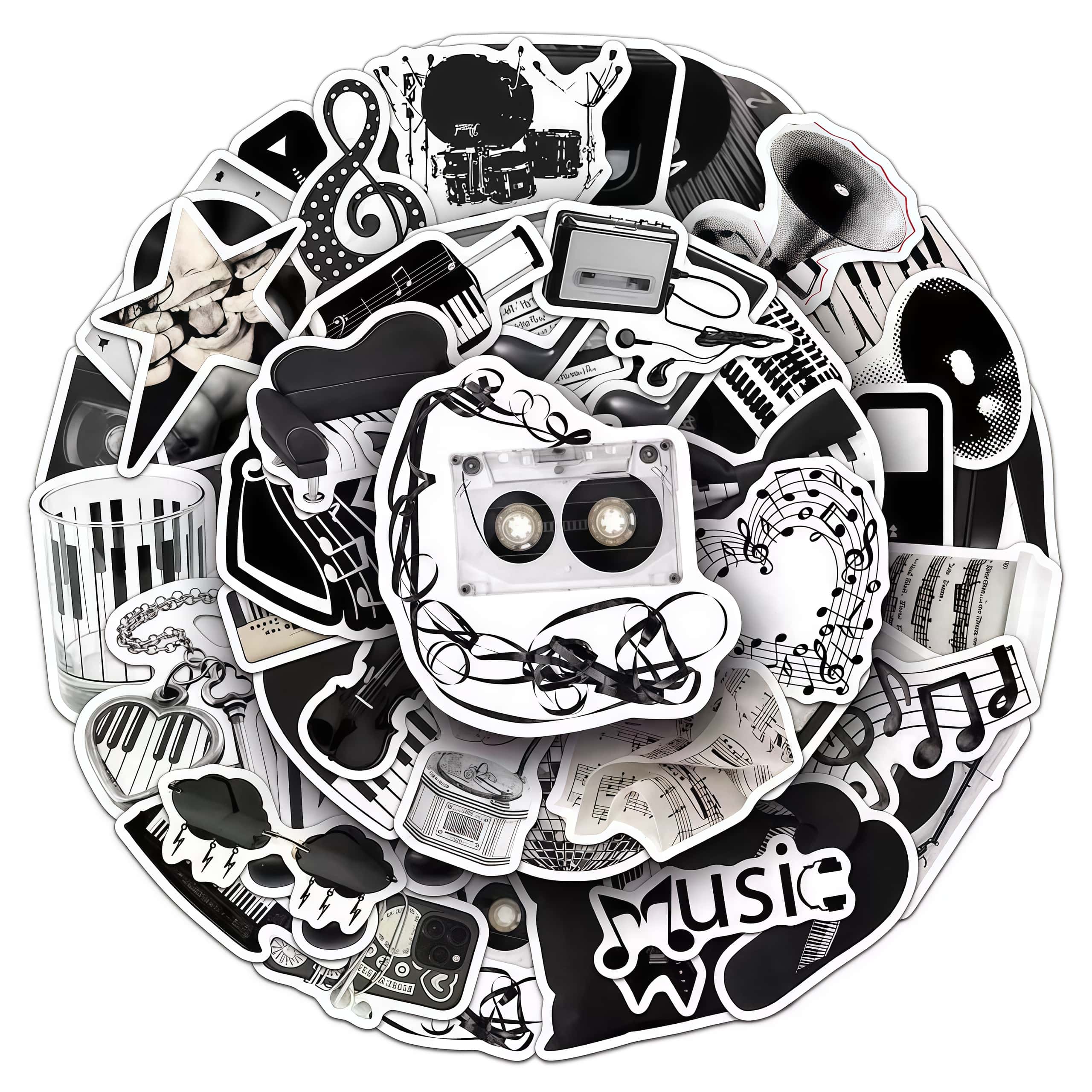 50Pcs Black White Musical Inst - Audio Music Notes review and price