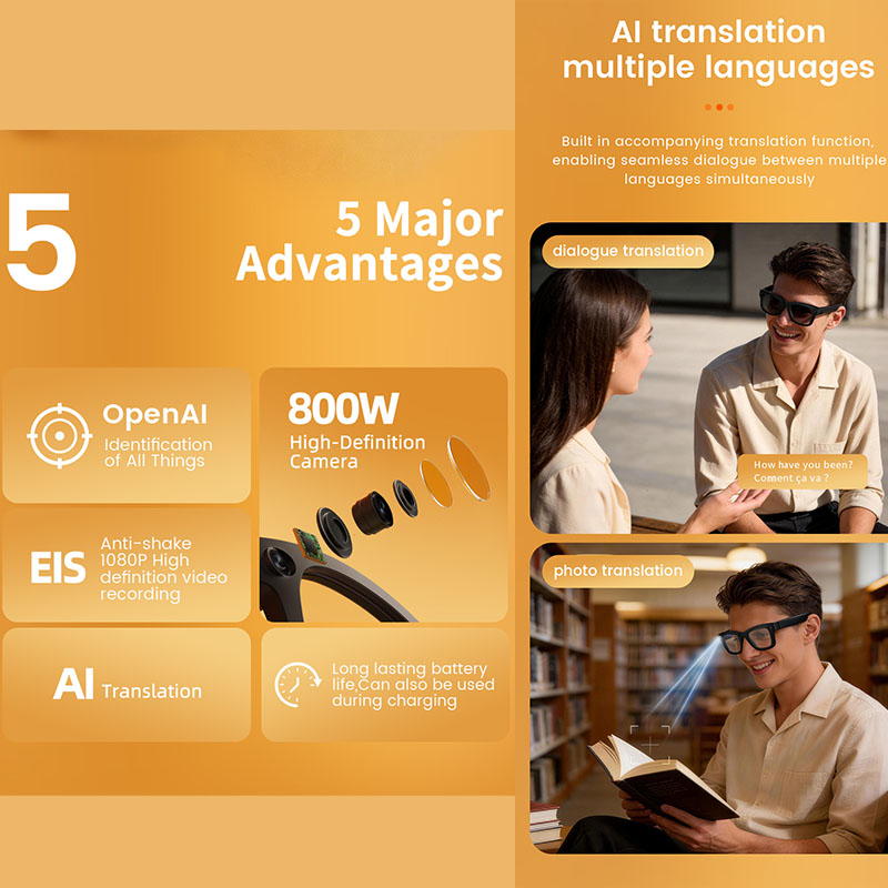 AI Smart Glasses 800W Camera A - Audio Music Ai review and price