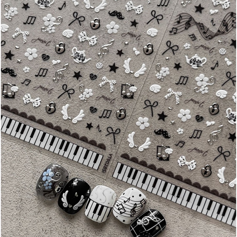 Black White Piano Note Nail St - Audio Music Notes review and price